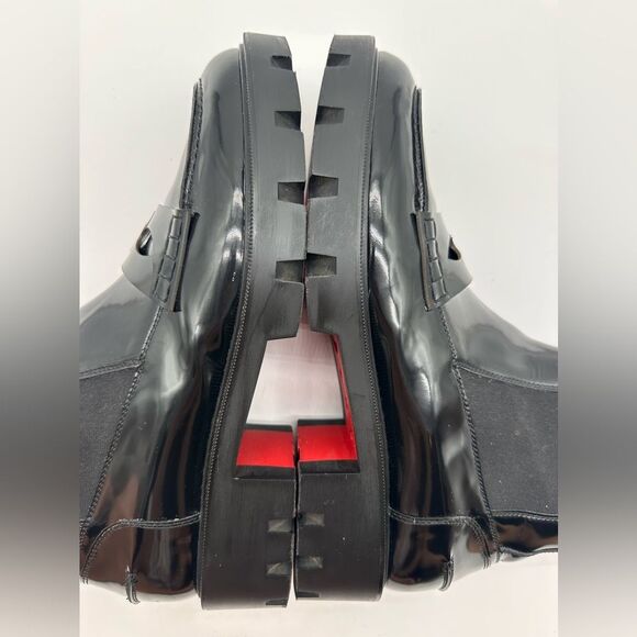 CHRISTIAN LOUBOUTIN Montezu Brushed Leather Ankle Boots Black Lug Sole EU 39 US9 - Picture 12 of 15